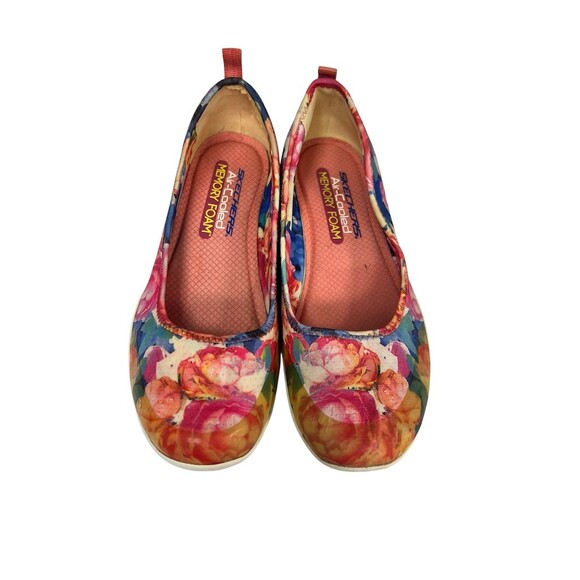 Skechers Air Cooled Memory Foam Flats Womens US 7 Multicolor Floral Print SlipOn - Picture 2 of 6